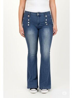 Zoe + Phoebe High Rise Slim Bootcut Jeans - Blue (Size 10)